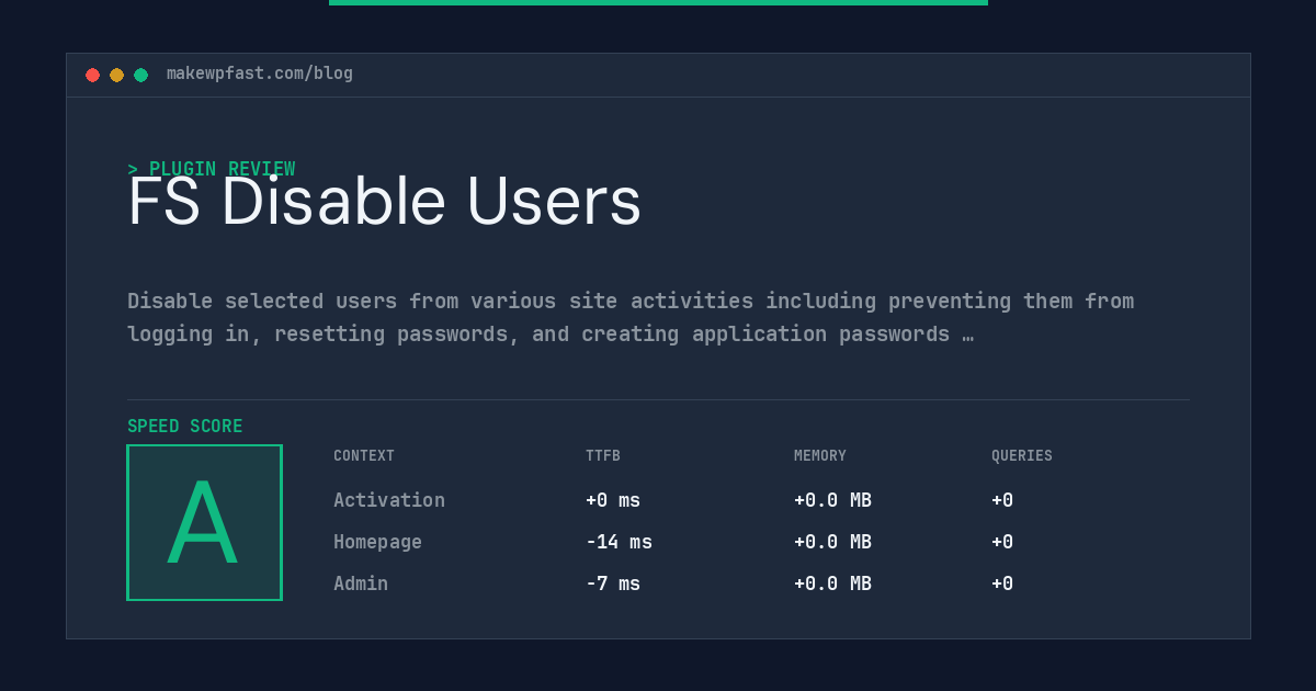 FS Disable Users - MakeWPFast