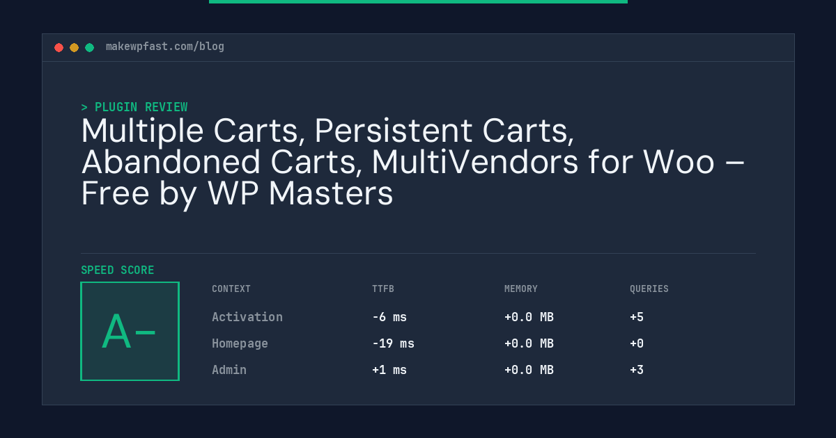 Multiple Carts, Persistent Carts, Abandoned Carts, MultiVendors for Woo – Free by WP Masters - MakeWPFast
