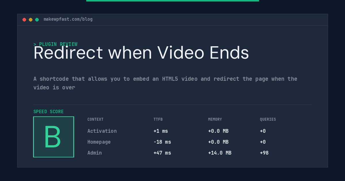 Redirect when Video Ends - MakeWPFast