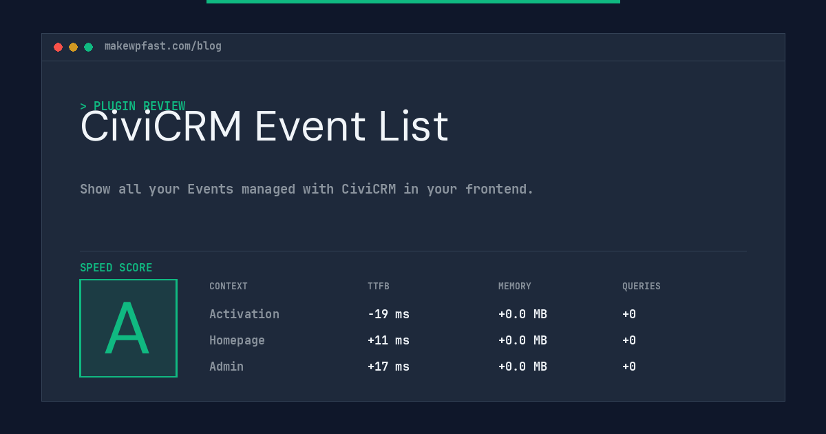 CiviCRM Event List - MakeWPFast