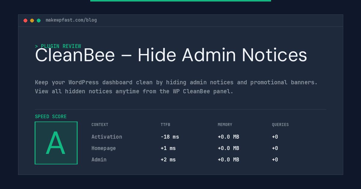 CleanBee – Hide Admin Notices - MakeWPFast