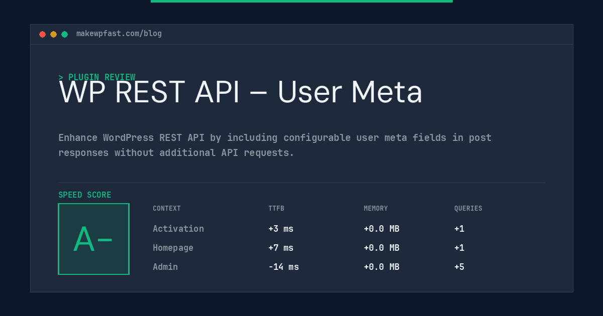 WP REST API – User Meta - MakeWPFast