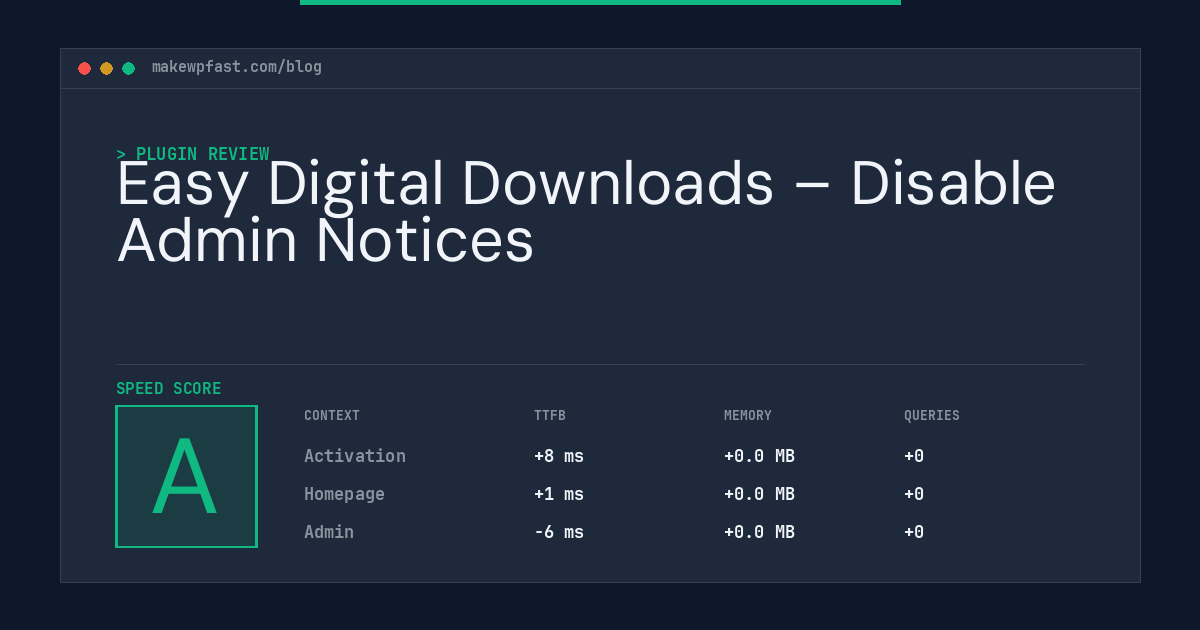 Easy Digital Downloads – Disable Admin Notices - MakeWPFast