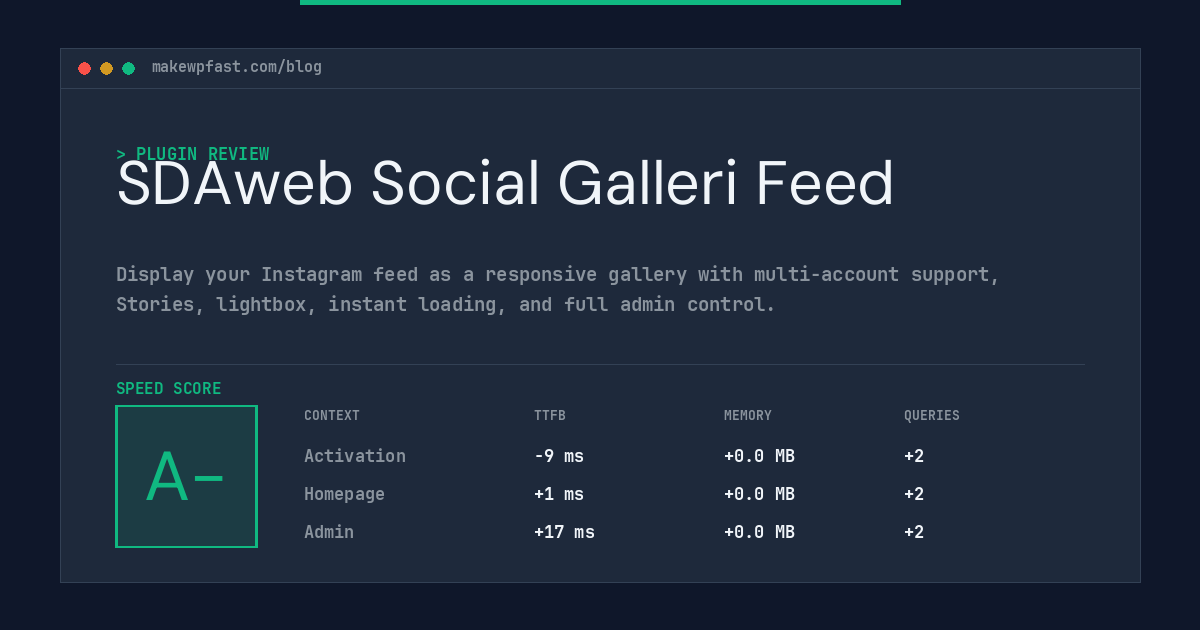 SDAweb Social Galleri Feed - MakeWPFast