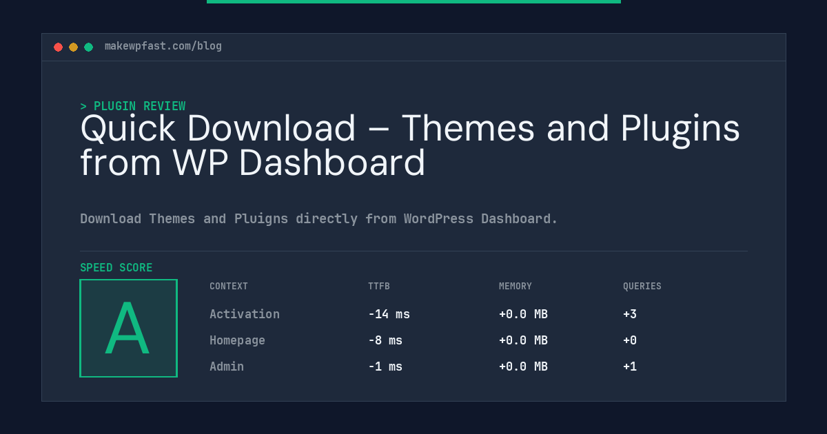 Quick Download – Themes and Plugins from WP Dashboard - MakeWPFast