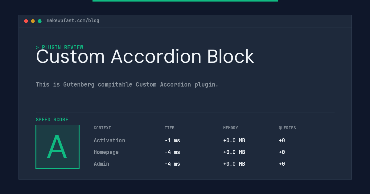 Custom Accordion Block - MakeWPFast