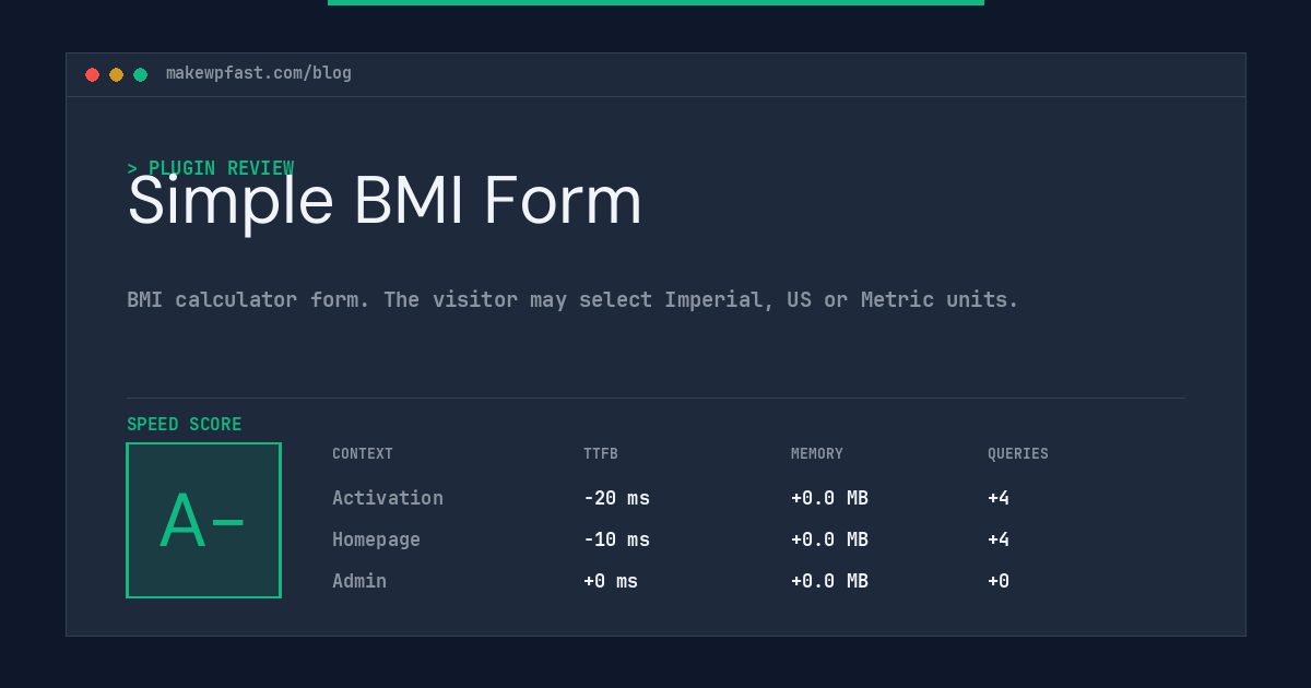 Simple BMI Form - MakeWPFast
