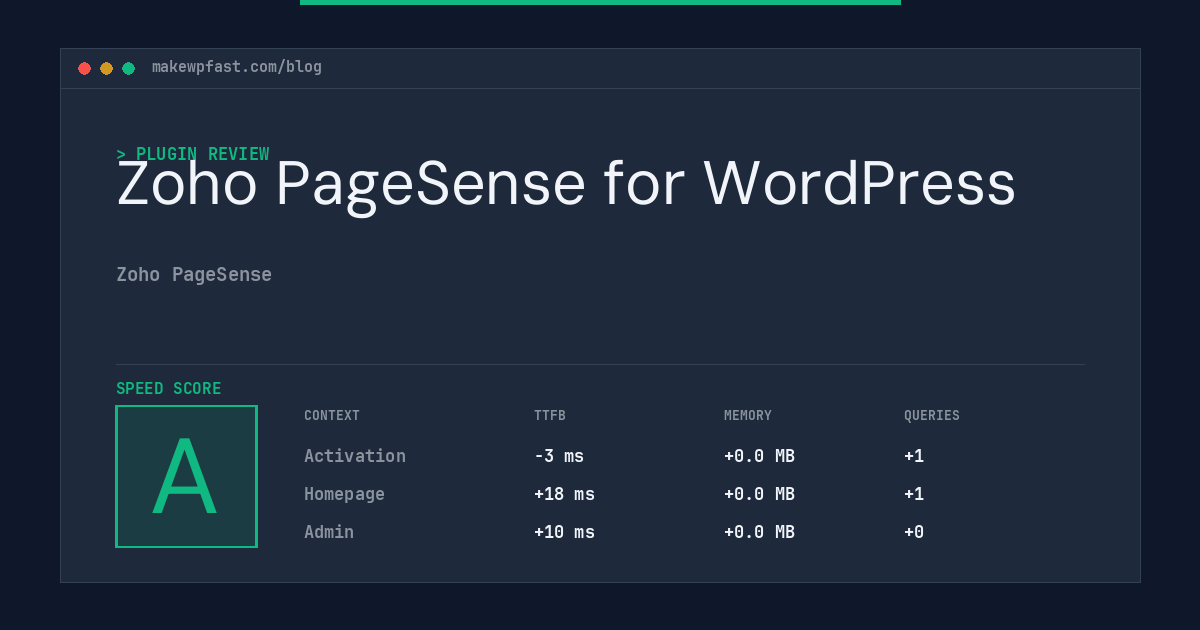Zoho PageSense for WordPress - MakeWPFast