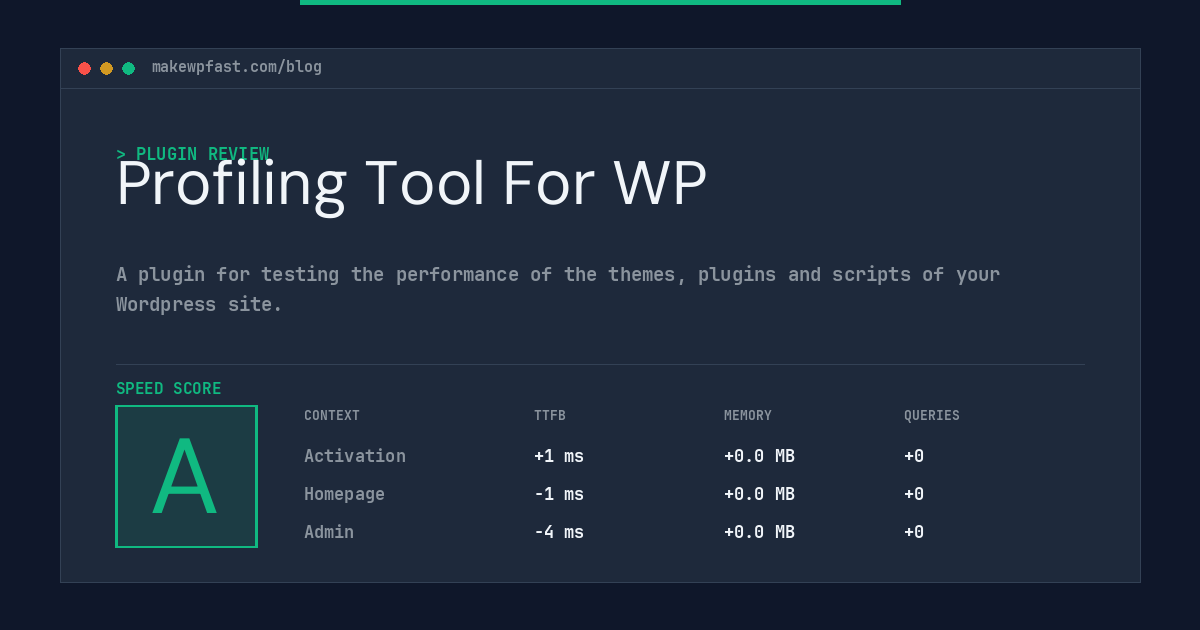 Profiling Tool For WP - MakeWPFast