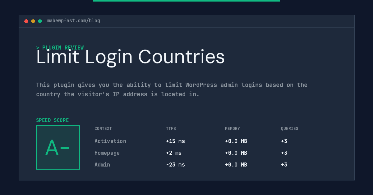 Limit Login Countries - MakeWPFast