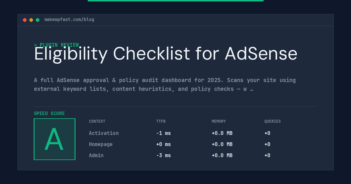 Eligibility Checklist for AdSense - MakeWPFast