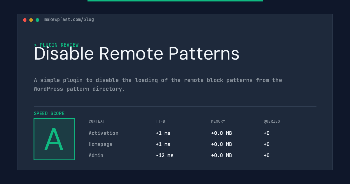 Disable Remote Patterns - MakeWPFast