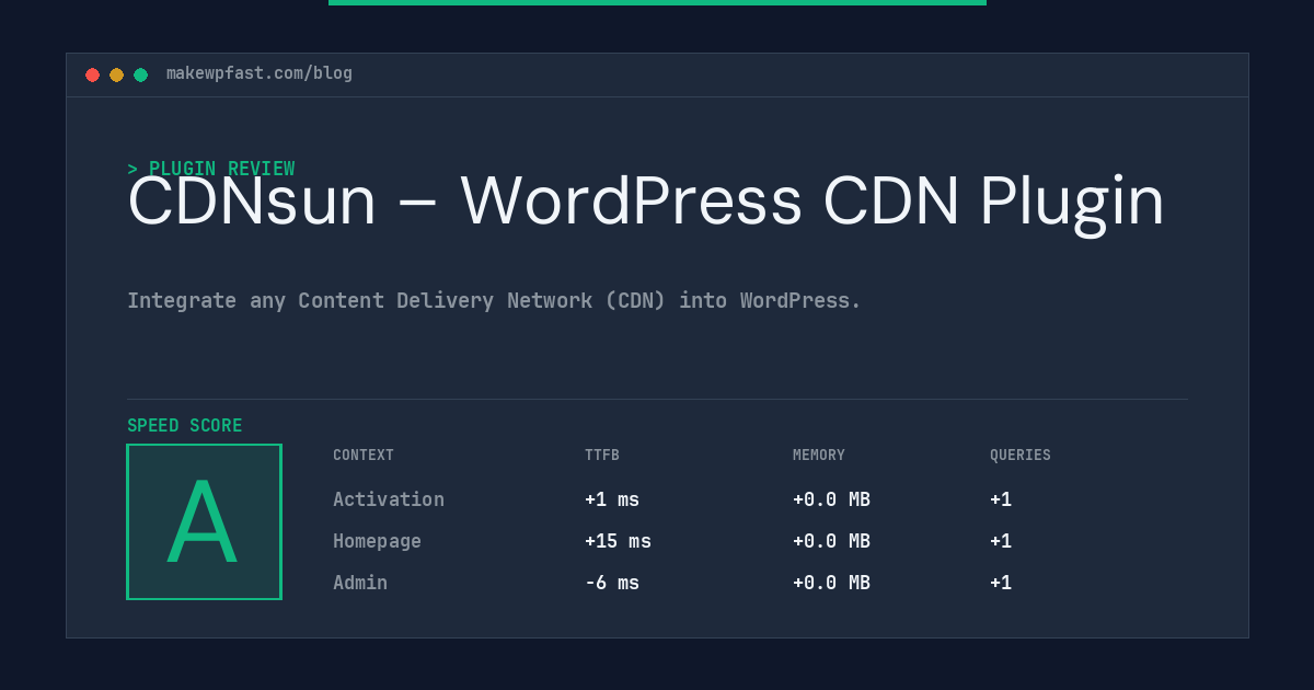 CDNsun – WordPress CDN Plugin - MakeWPFast