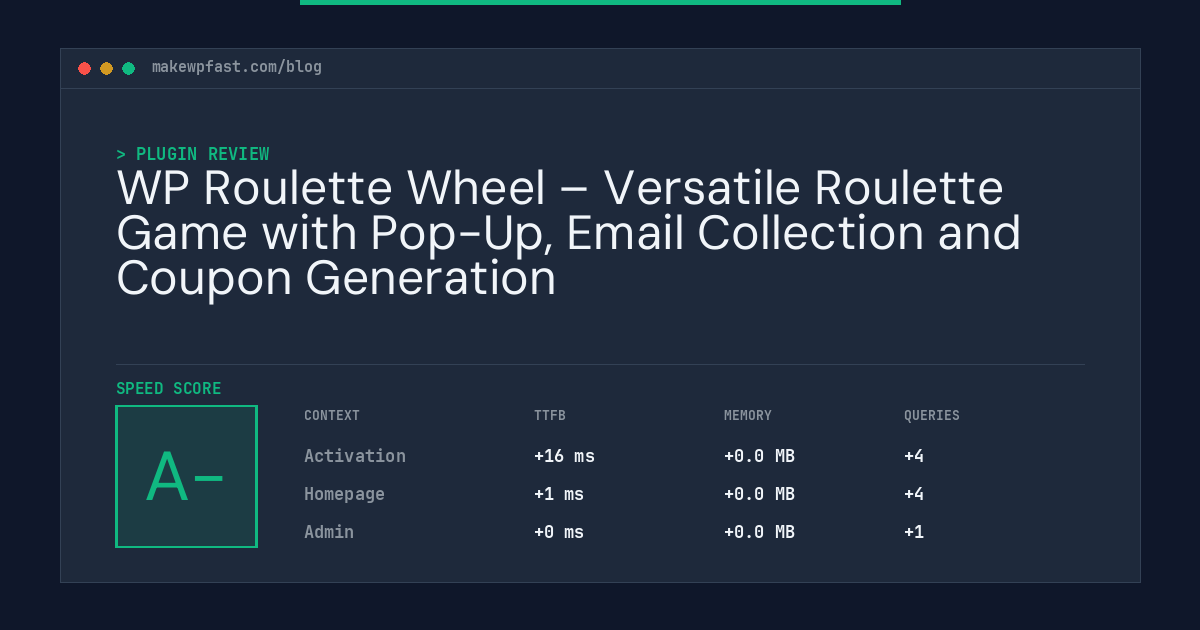 WP Roulette Wheel – Versatile Roulette Game with Pop-Up, Email Collection and Coupon Generation - MakeWPFast