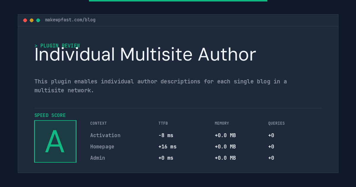 Individual Multisite Author - MakeWPFast