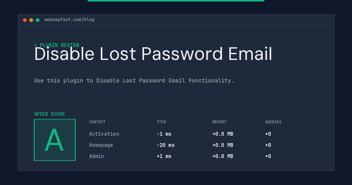 Disable Lost Password Email - MakeWPFast