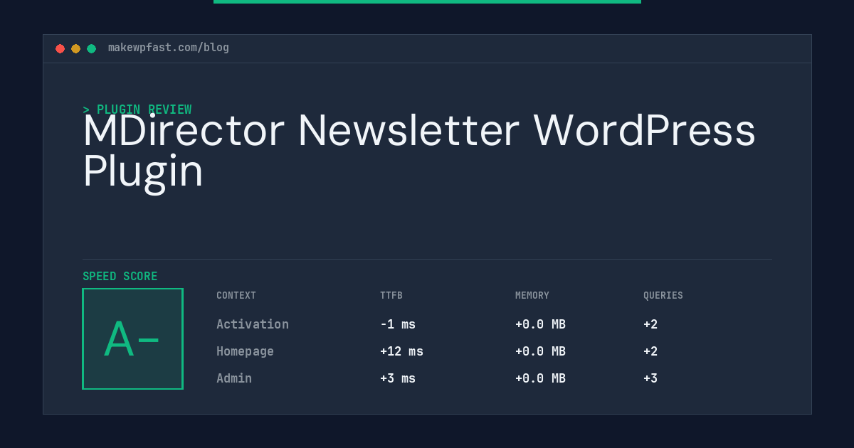 MDirector Newsletter WordPress Plugin - MakeWPFast