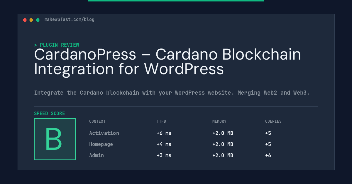 CardanoPress – Cardano Blockchain Integration for WordPress - MakeWPFast