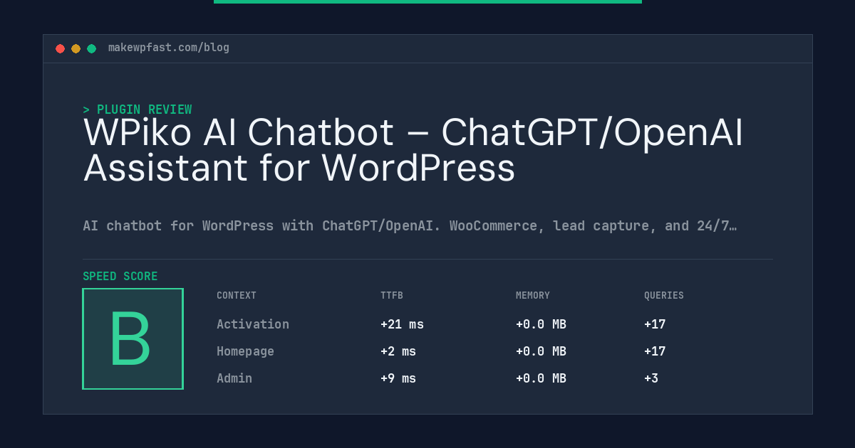 WPiko AI Chatbot – ChatGPT/OpenAI Assistant for WordPress - MakeWPFast