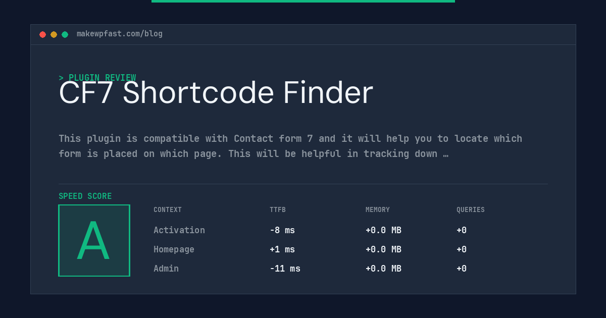 CF7 Shortcode Finder - MakeWPFast