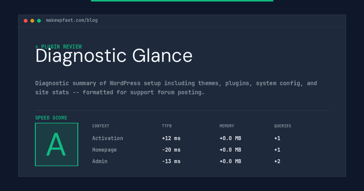 Diagnostic Glance - MakeWPFast