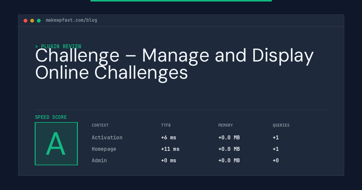 Challenge – Manage and Display Online Challenges - MakeWPFast