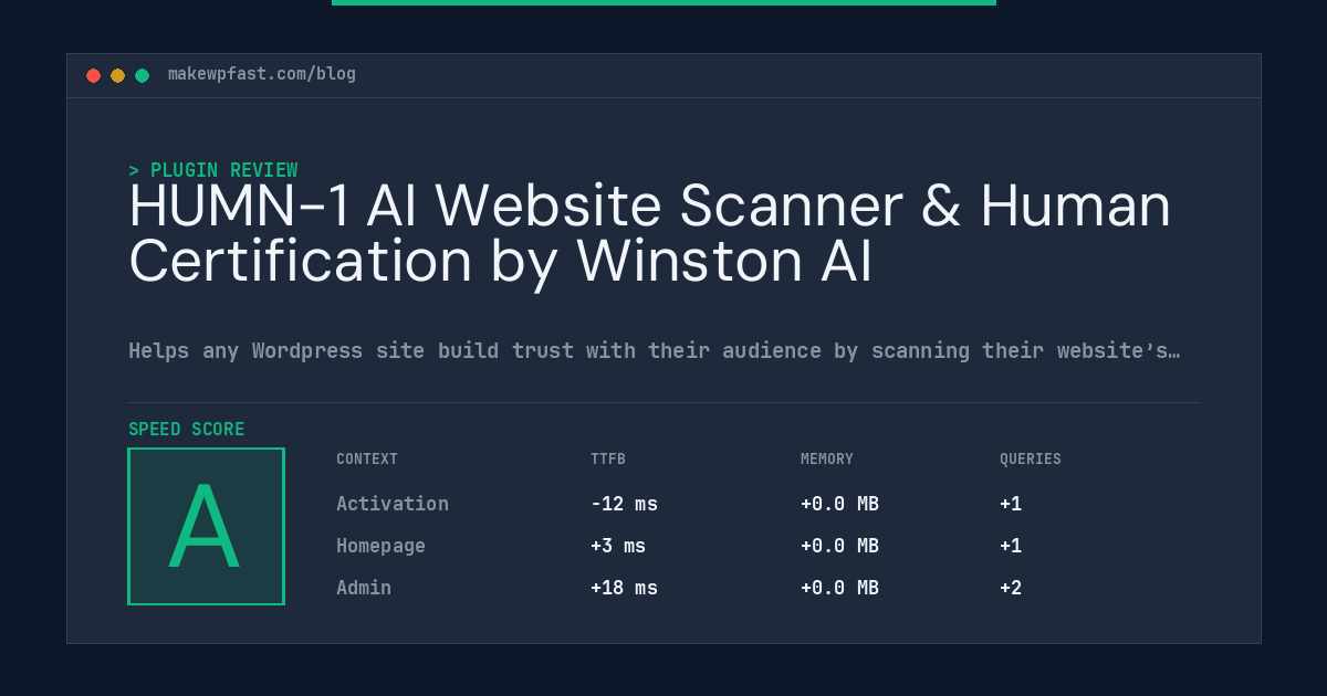 HUMN-1 AI Website Scanner & Human Certification by Winston AI - MakeWPFast
