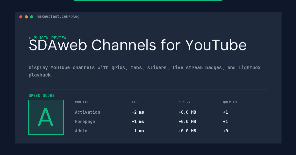 SDAweb Channels for YouTube - MakeWPFast