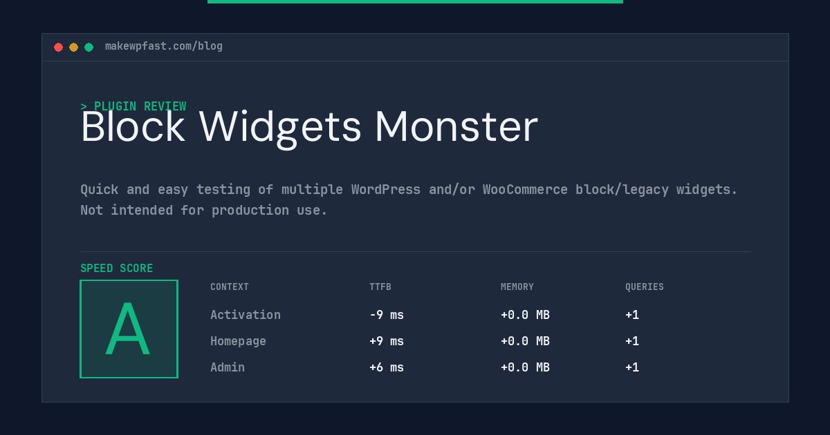 Block Widgets Monster - MakeWPFast