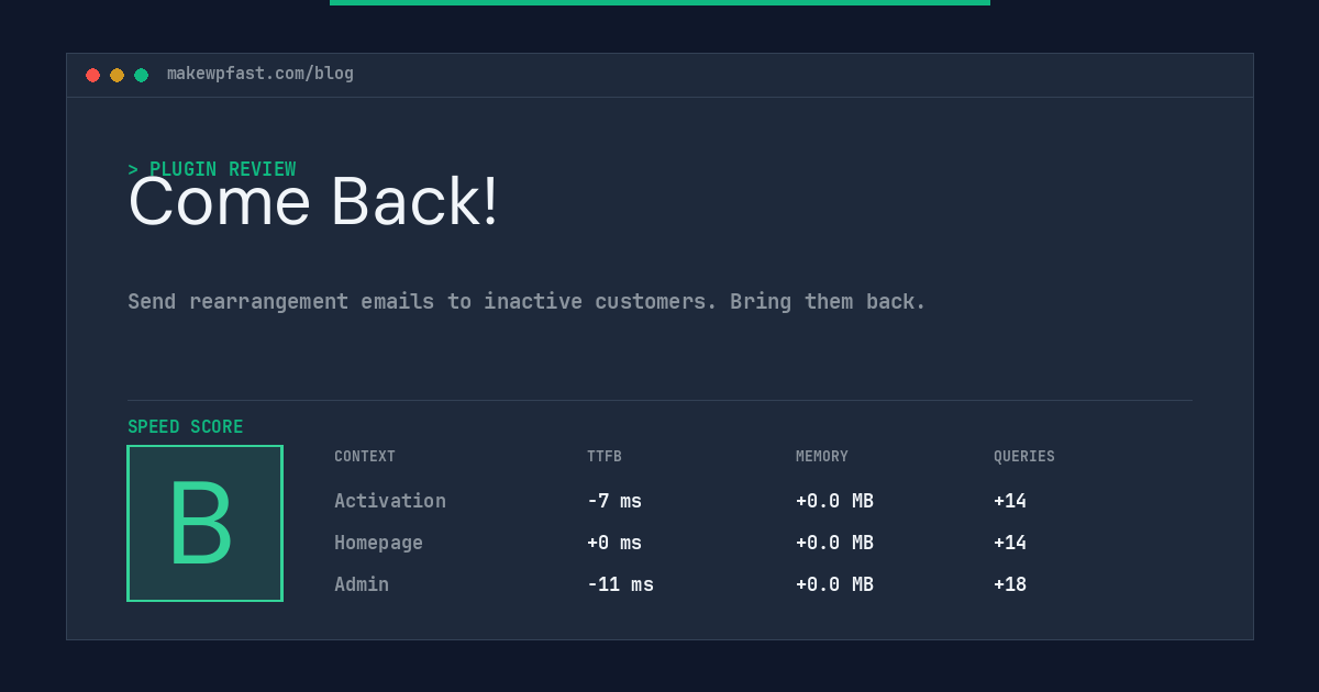 Come Back! - MakeWPFast