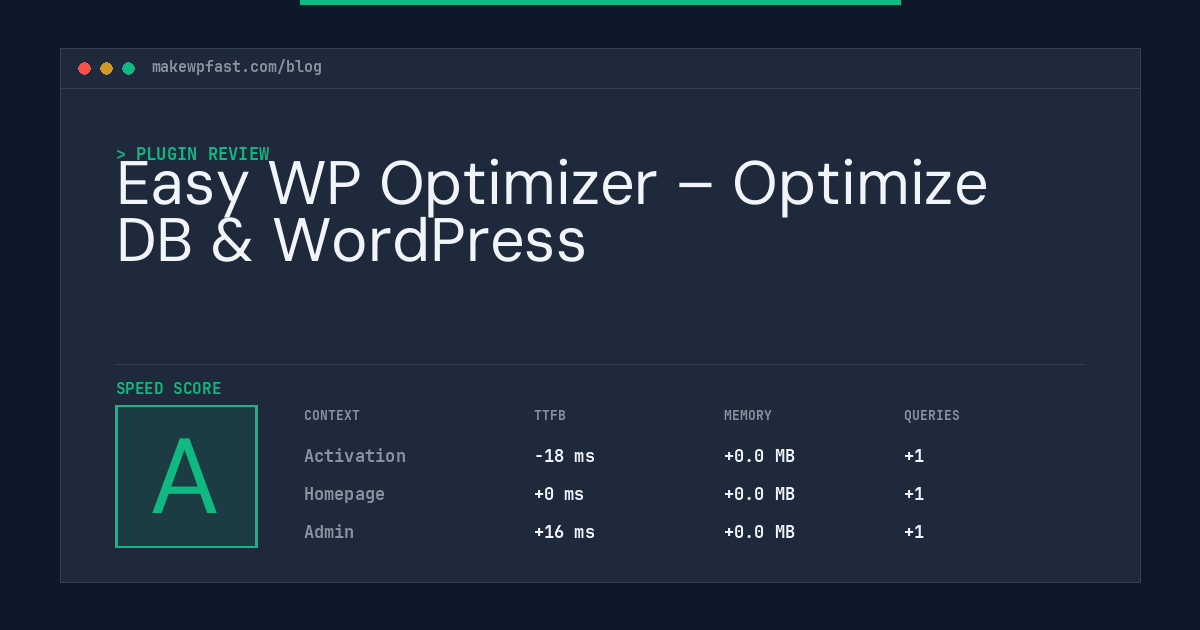 Easy WP Optimizer – Optimize DB & WordPress - MakeWPFast