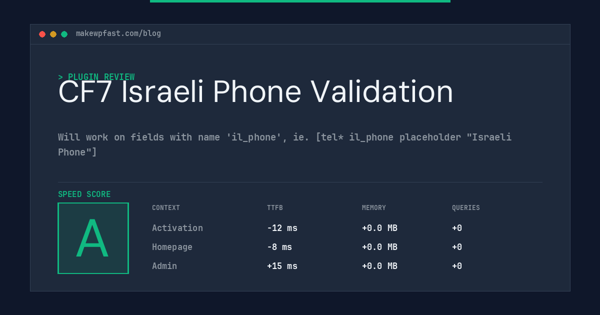 CF7 Israeli Phone Validation - MakeWPFast