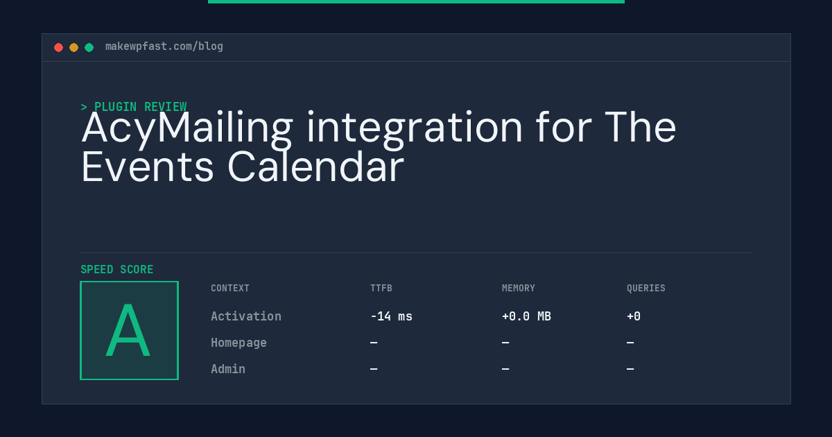 AcyMailing integration for The Events Calendar - MakeWPFast