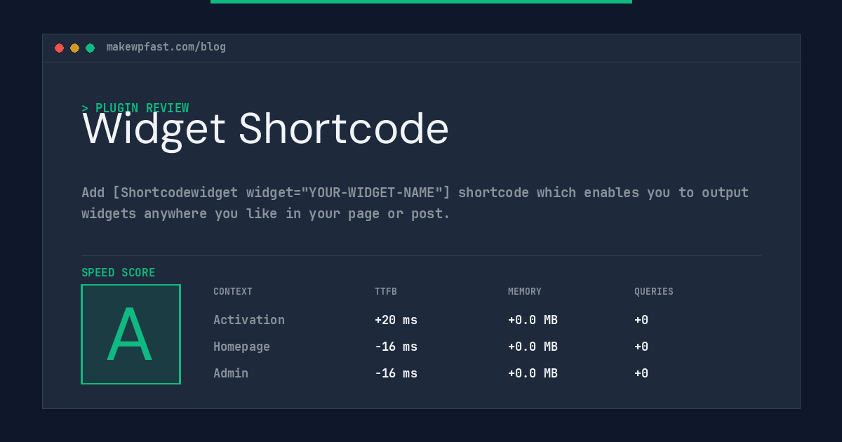 Widget Shortcode - MakeWPFast