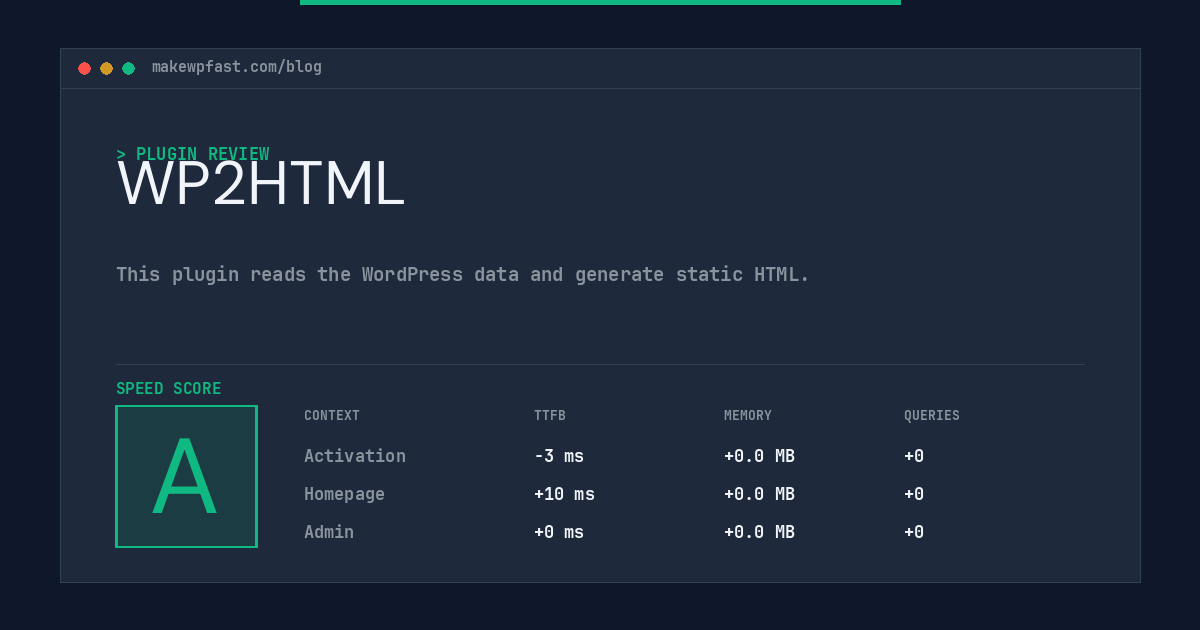 WP2HTML - MakeWPFast