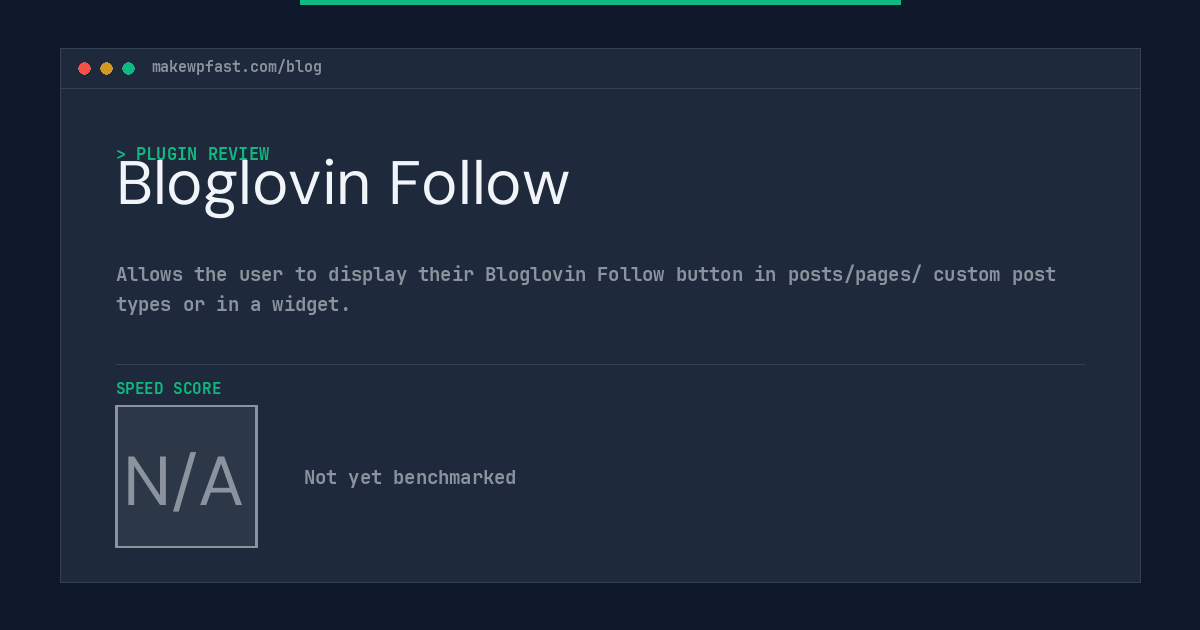 Bloglovin Follow - MakeWPFast