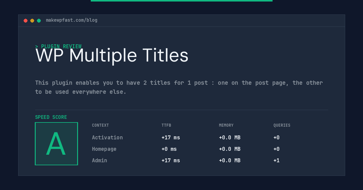 WP Multiple Titles - MakeWPFast