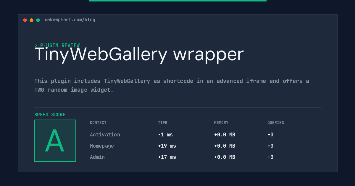 TinyWebGallery wrapper - MakeWPFast