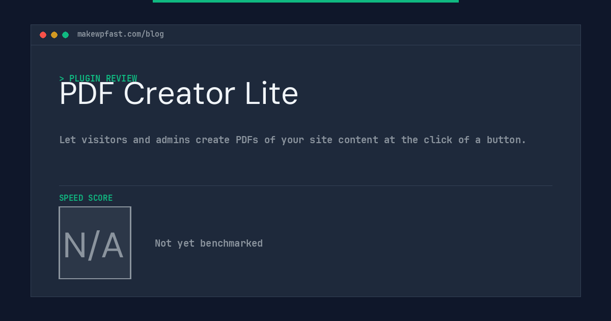 PDF Creator Lite - MakeWPFast