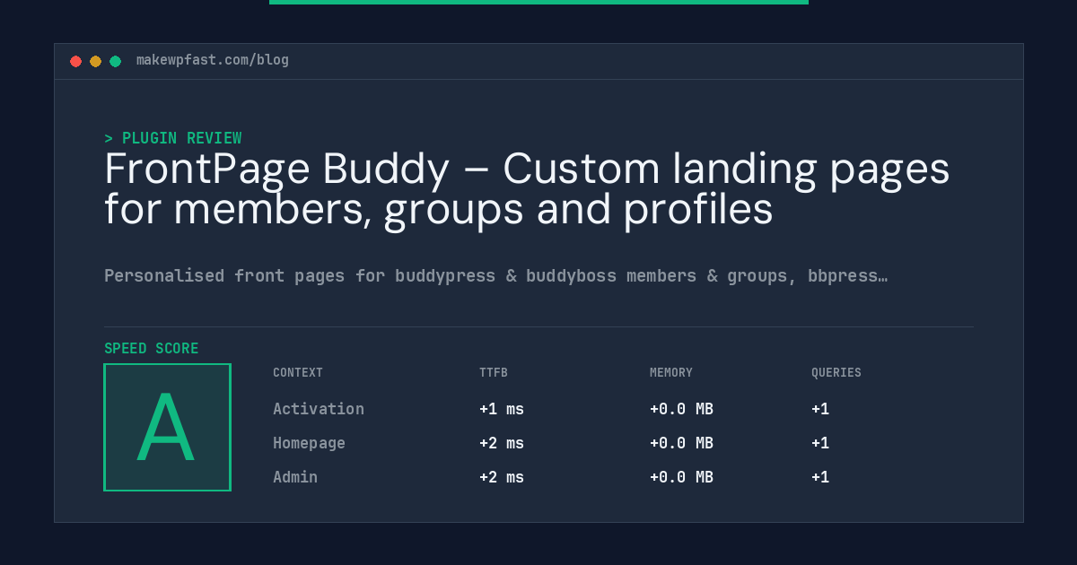 FrontPage Buddy – Custom landing pages for members, groups and profiles - MakeWPFast
