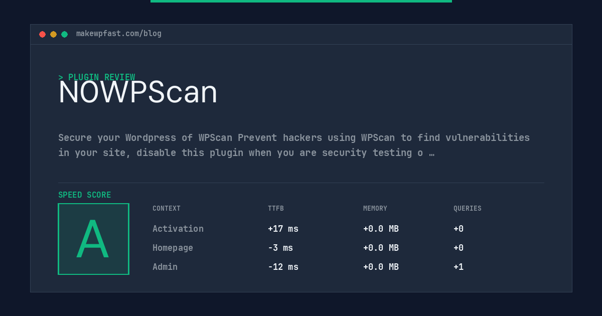 N0WPScan - MakeWPFast