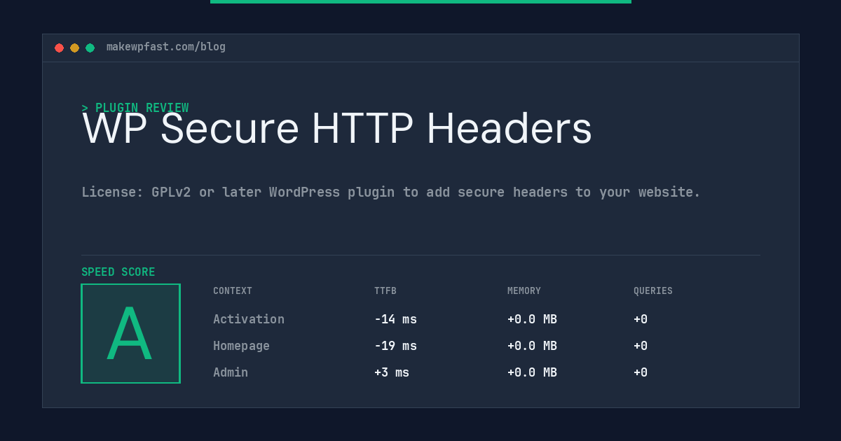 WP Secure HTTP Headers - MakeWPFast