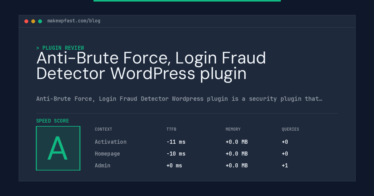 Anti-Brute Force, Login Fraud Detector WordPress plugin - MakeWPFast