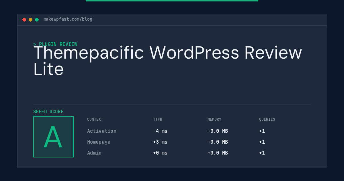 Themepacific WordPress Review Lite - MakeWPFast