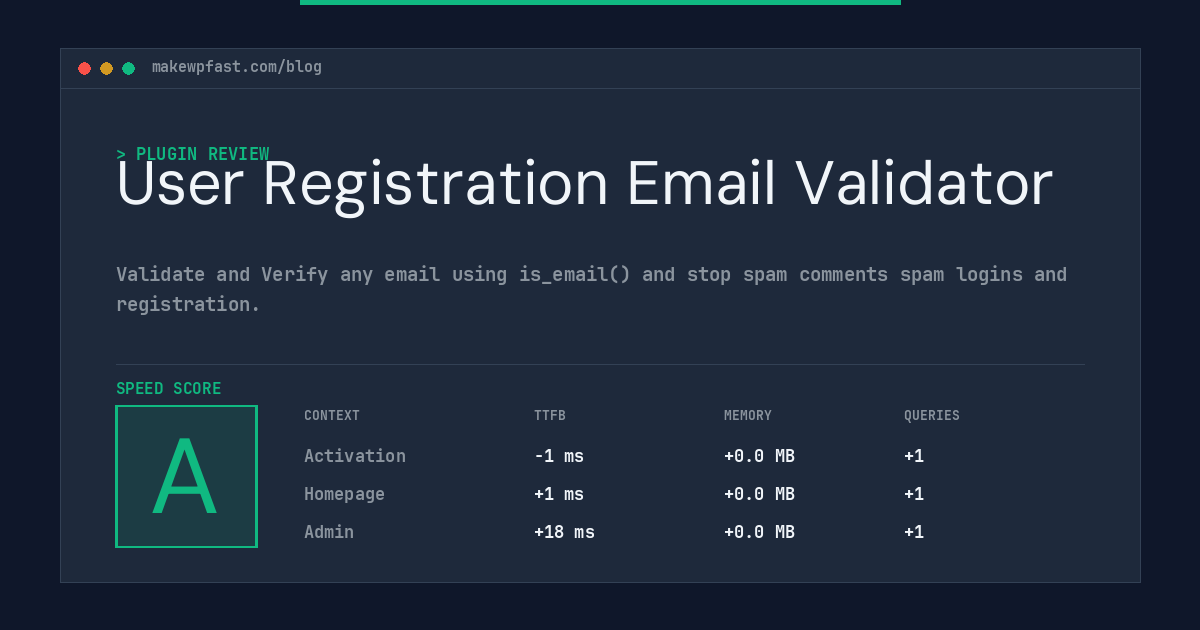 User Registration Email Validator - MakeWPFast