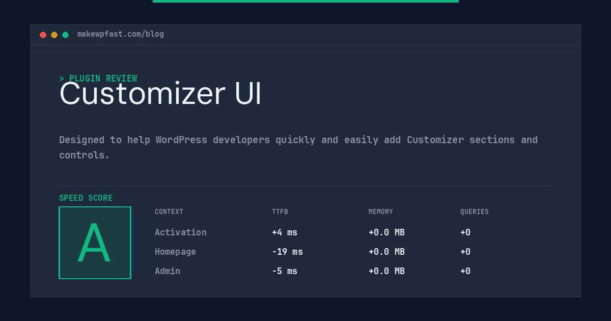 Customizer UI - MakeWPFast