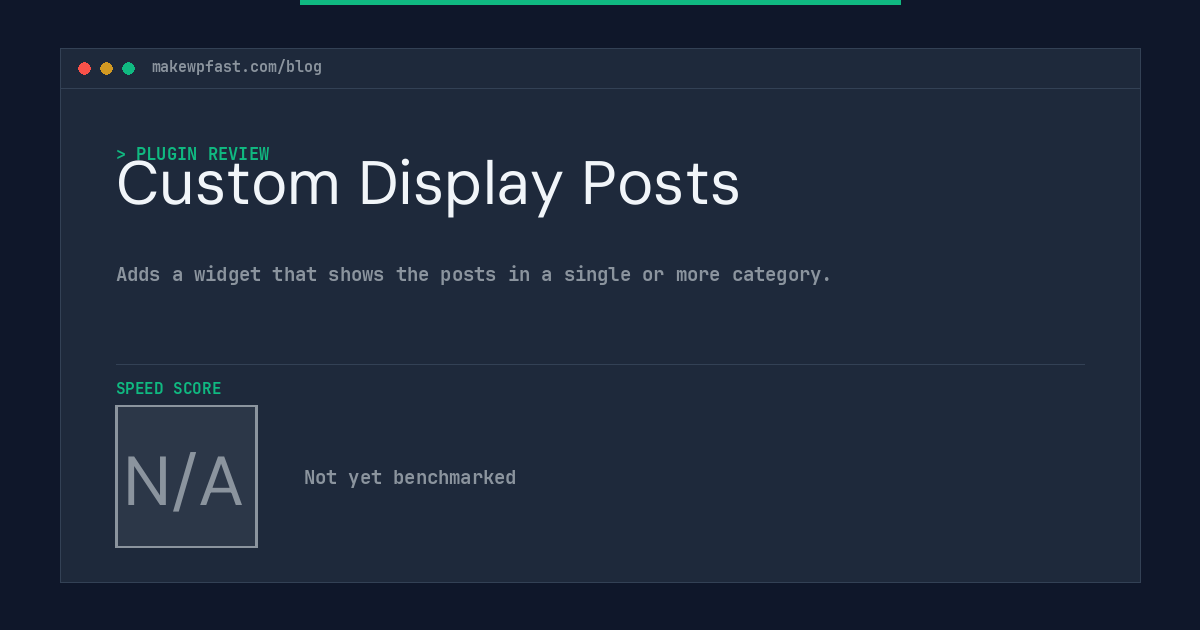 Custom Display Posts - MakeWPFast
