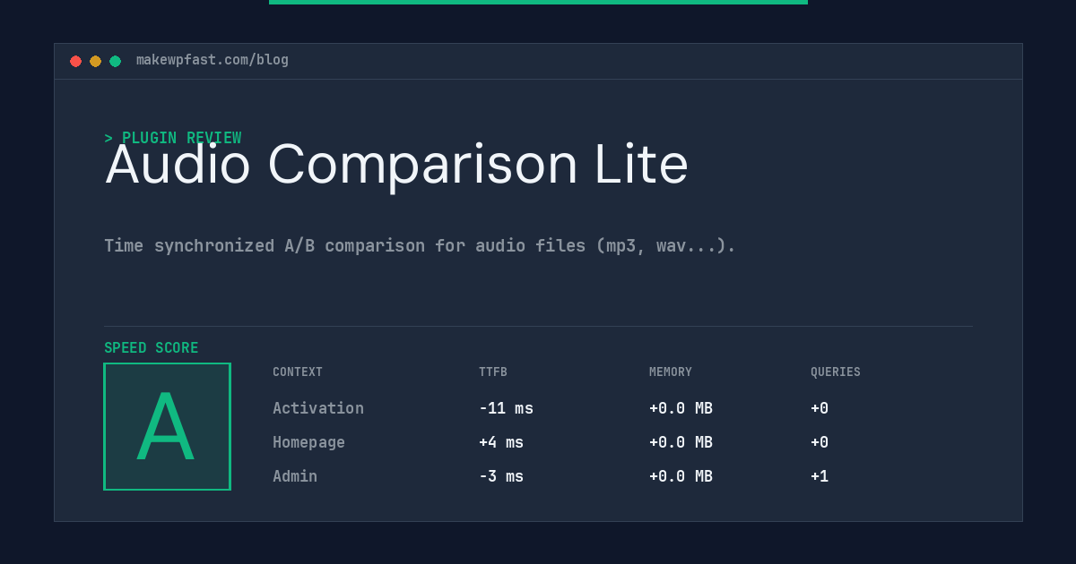Audio Comparison Lite - MakeWPFast