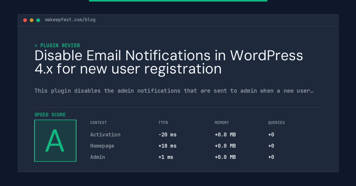 Disable Email Notifications in WordPress 4.x for new user registration - MakeWPFast