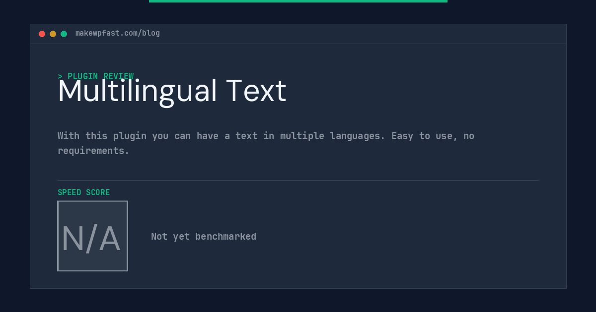 Multilingual Text - MakeWPFast